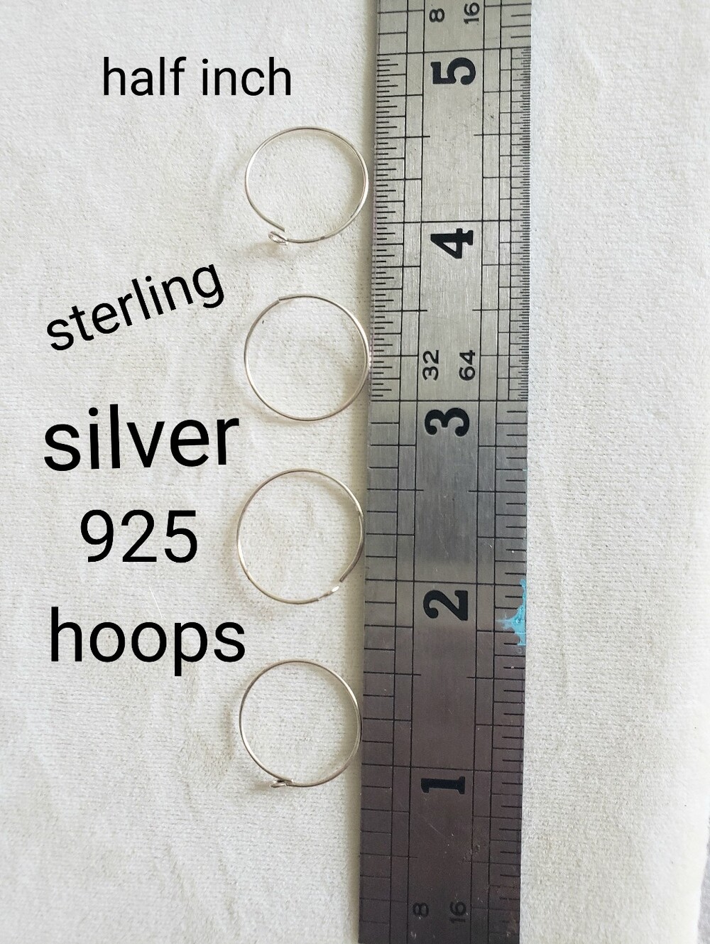 Lot Of 4 Pair Half Inch Sterling Silver Hoops